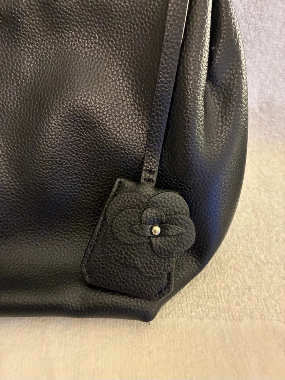 Dana Buchman Black Pebbled Faux Leather Shoulder Bag with Silver Hardware-Hobo